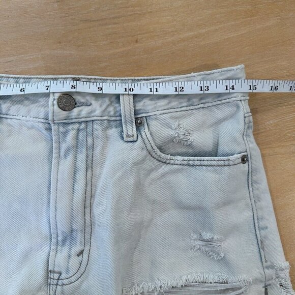 Abercrombie & Fitch Denim Shorts Womens Light Wash Annie High Rise Fringe Sz 27 - Picture 8 of 9